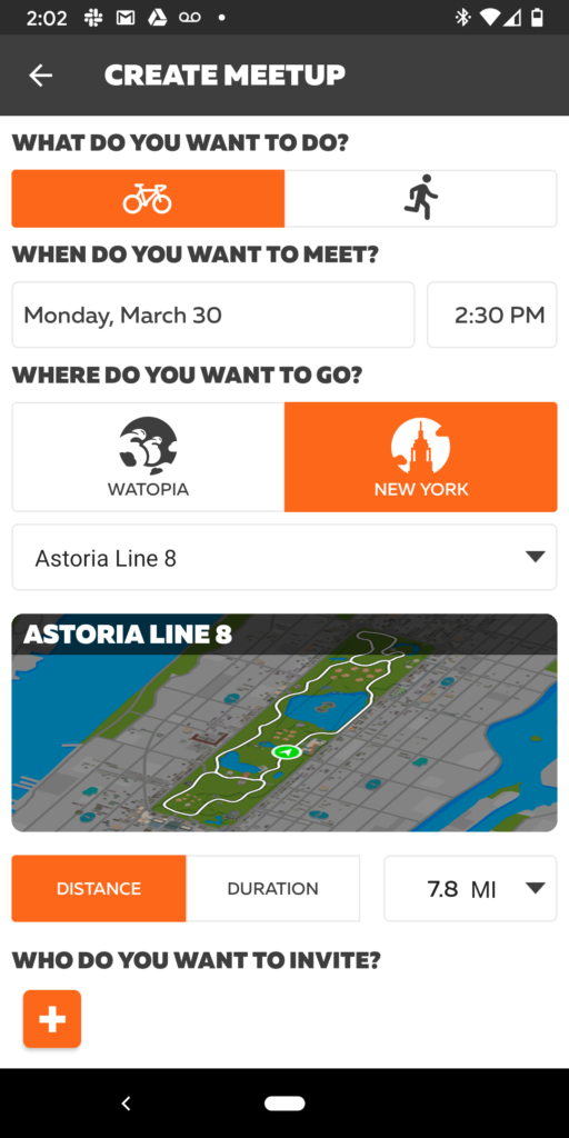 Zwift Companion App create meet up